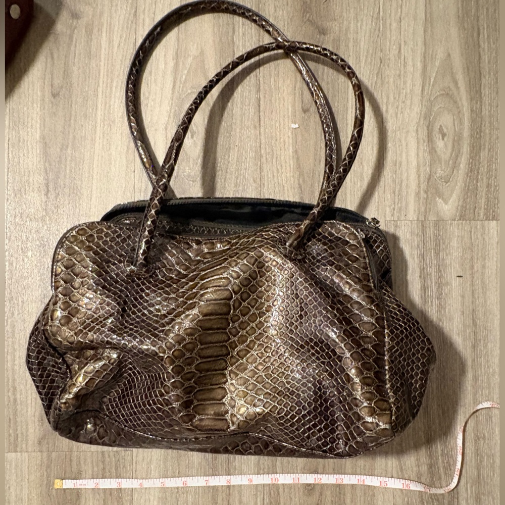 Danier green Snake Print Tote Bag